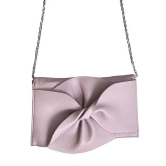 Hallhuber Women's Pink With Chain Strap Vegan Leather Elegant Evening Clutch Sz - Picture 1 of 12